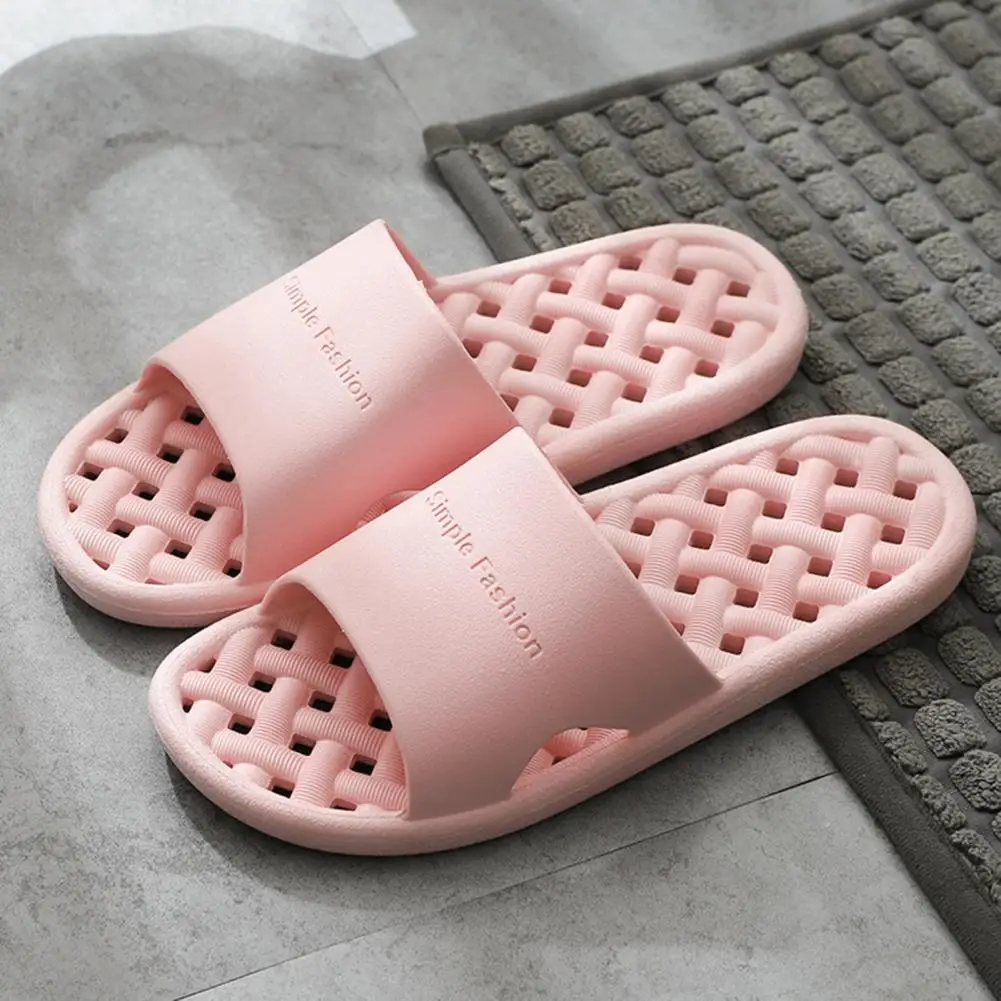 1 Pair Slippers Non-slip Texture Bending Resistant Leaky Slippers Open Toe Soft Sole Hollow Out Summer Slippers