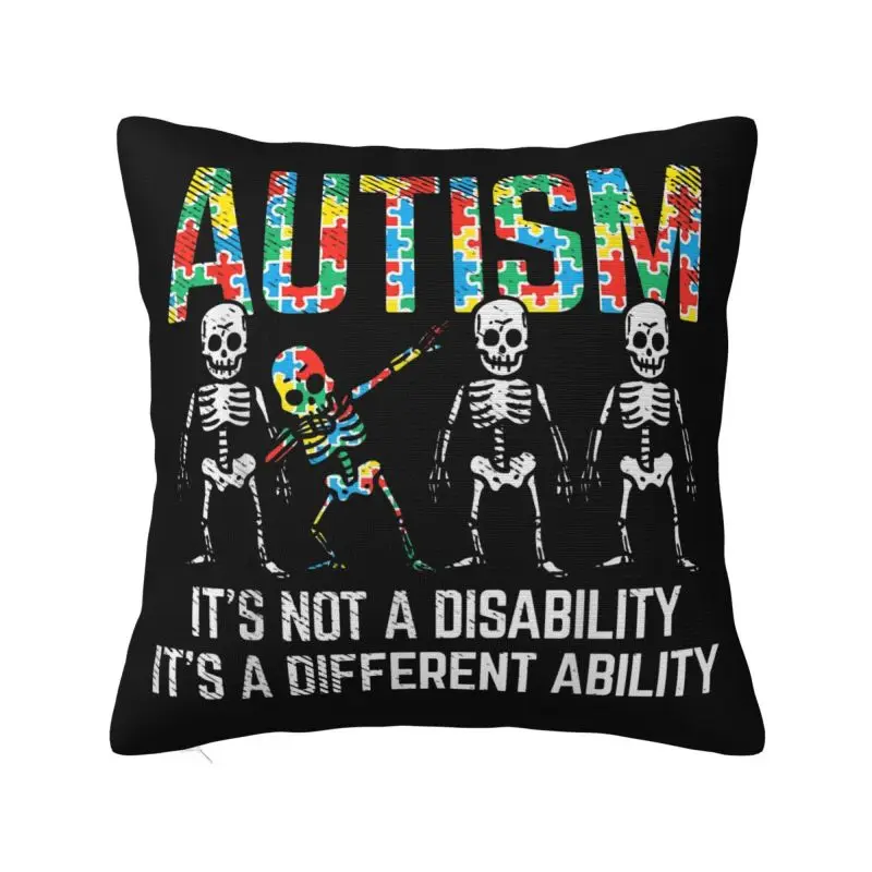 Dabbing Skeleton Disability Autism Awareness Throw Pillow Case 45*45cm for Living Room Cushion Cover Square Polyester Pillowcase
