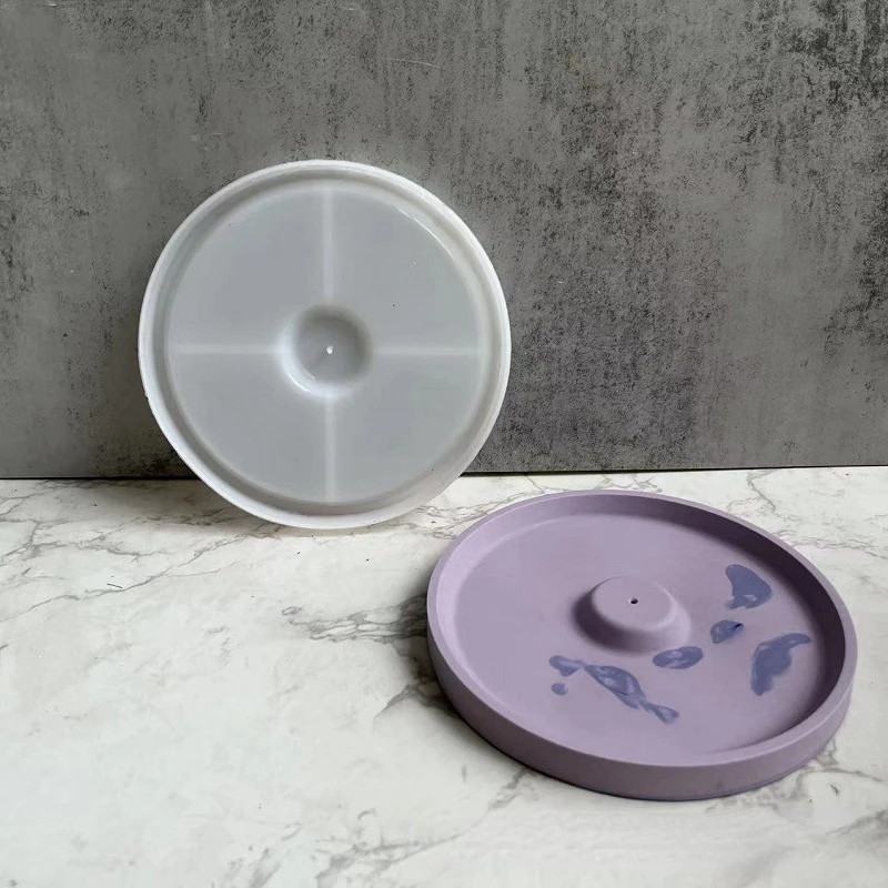 Round Insert Tray Silicone Mold Concrete Incense Stick Insert Holder Mould Aromatherapy Box Gypsum Resin Molds Home Craft Decor