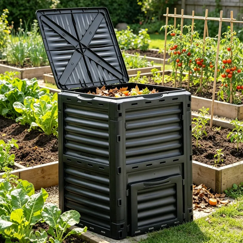 Large Capacity Outdoor Compost Bin, Garden Composter for Yard Leaves and Kitchen Organic Waste