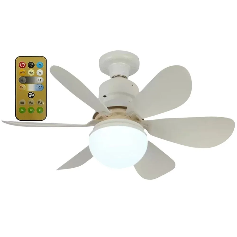 Minimalist With Remote Control Ceiling Fan Light Dimmable E27 Base Ceiling Fan Silent Intelligent LED Light Fan Bedroom