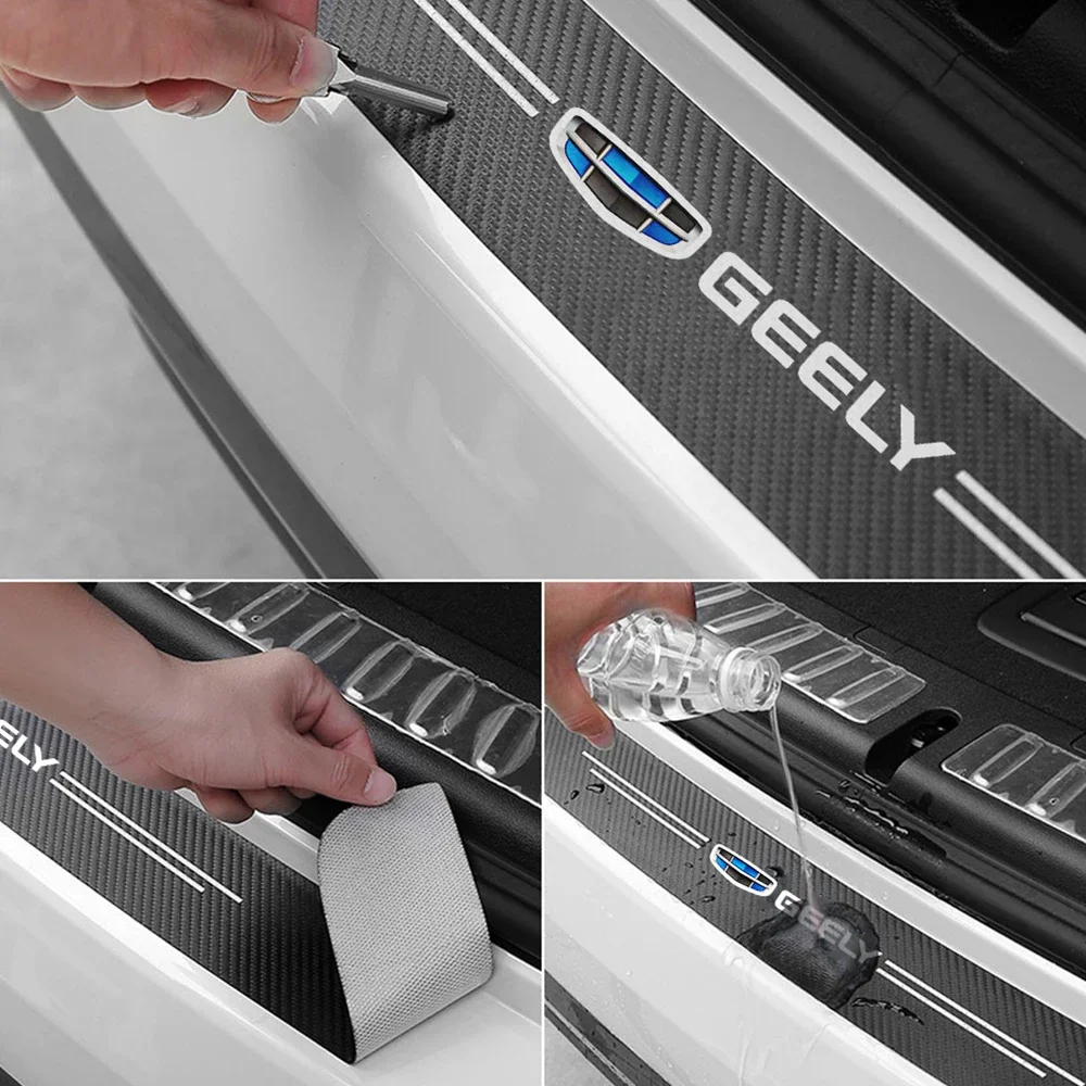 1pc car trunk decorative protective stickers For geely atlas coolray mk cross emgrand GS GL styling accessories