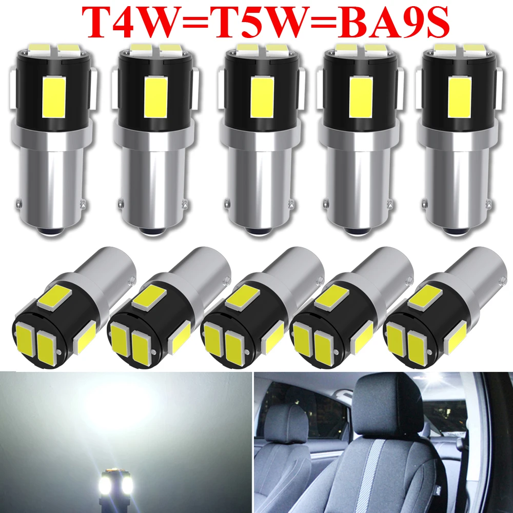 10 Stück BA9S T4W T5W T2W LED Motorrad-Diodenlampen 3893 3860 3796 Superhelle Weiße 6000K Auto-Parkleuchte Motorrad-Leselampe 12V
