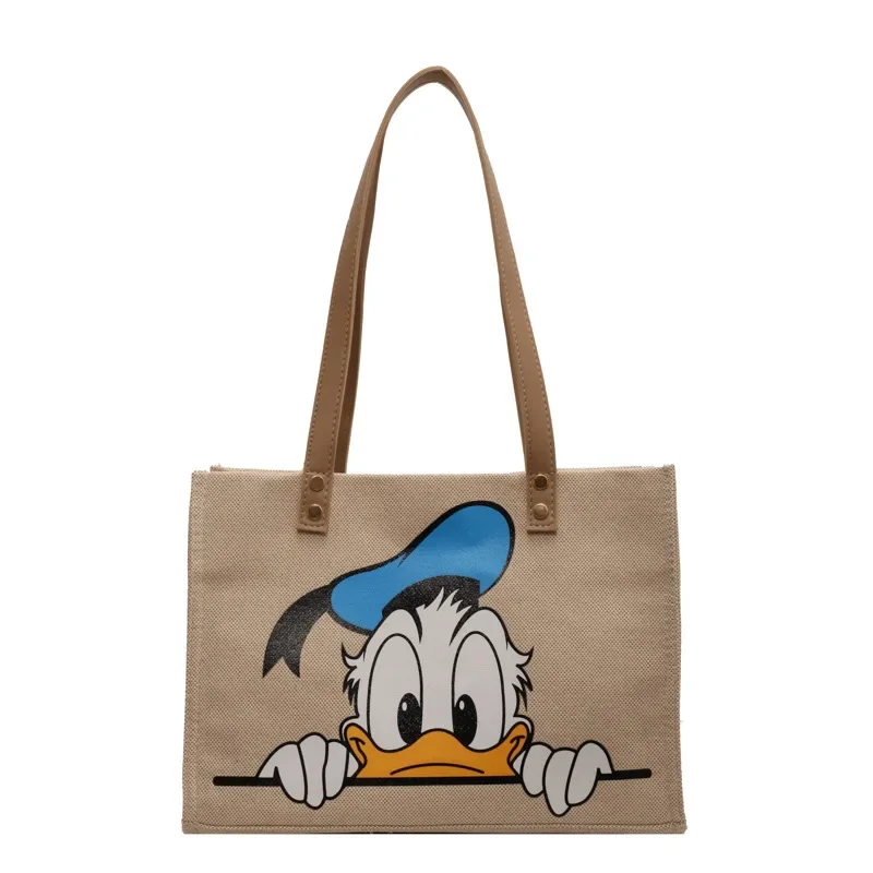 Disney\'s New Canvas Bag Women Fashion Cartoon Mickey Mouse Donald Duck Mommy Carry Bag Student Shoulder Commuter Tote Bag