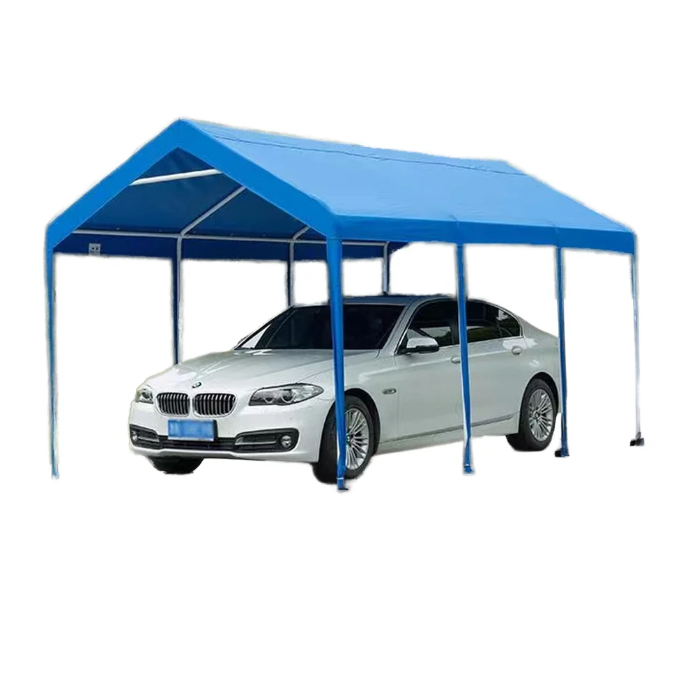 Portable Outdoor Car Steel Aluminum Garage Metal Canopy Shed Carport Cloth On All Sides Sail Car Parking Blue Color