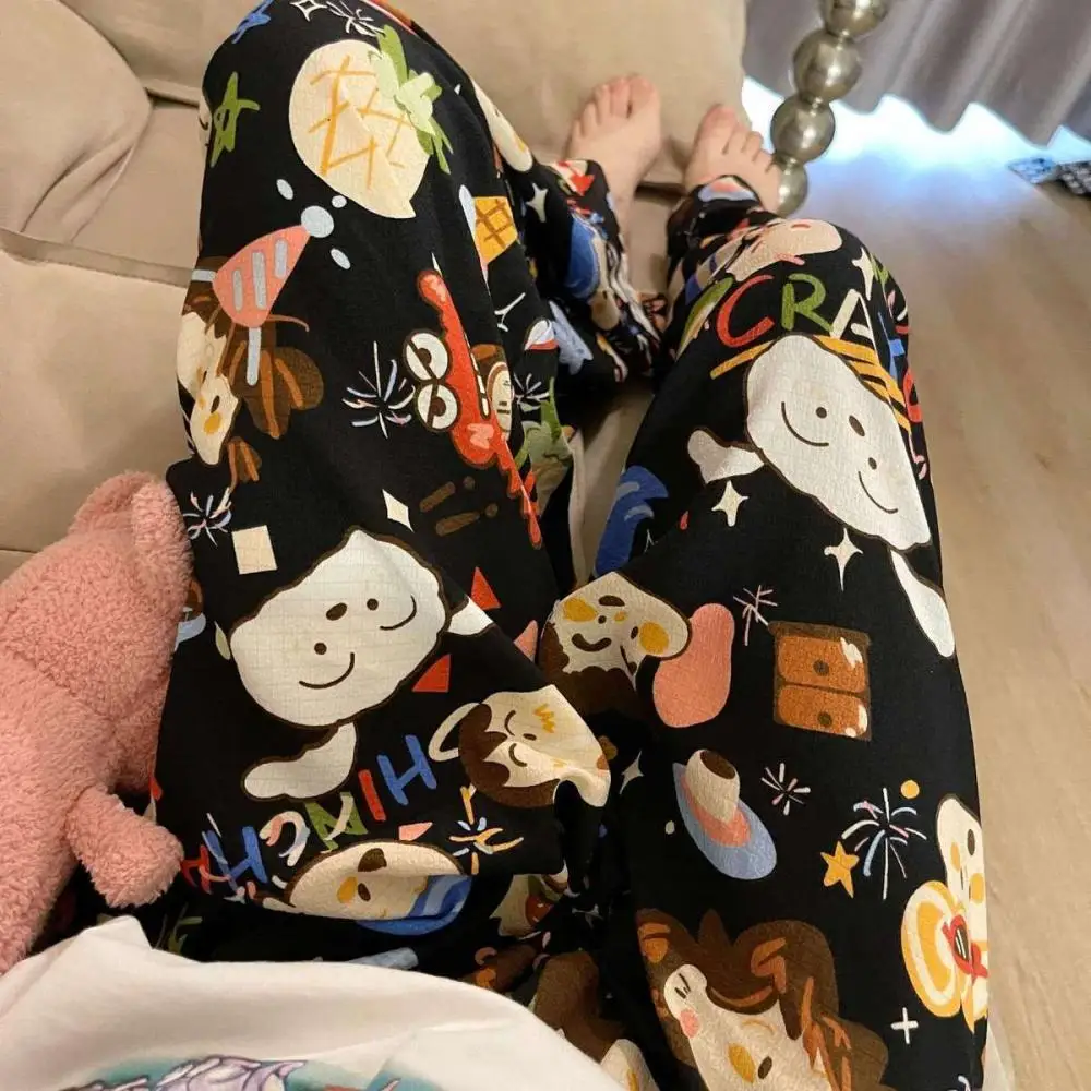Oversized Women's Clothing Crayon Shin-Chan Loose Pants Cartoon Pajama Pants Couple Loungewear Women's Leisure Home Trousers