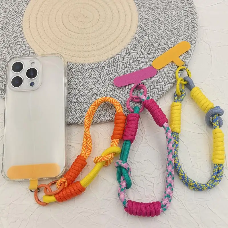 1Pcs Universal Woven Rope Phone Lanyard - Creative Cartoon Wristband with Gorgeous Color, DIY Accessory Pendant
