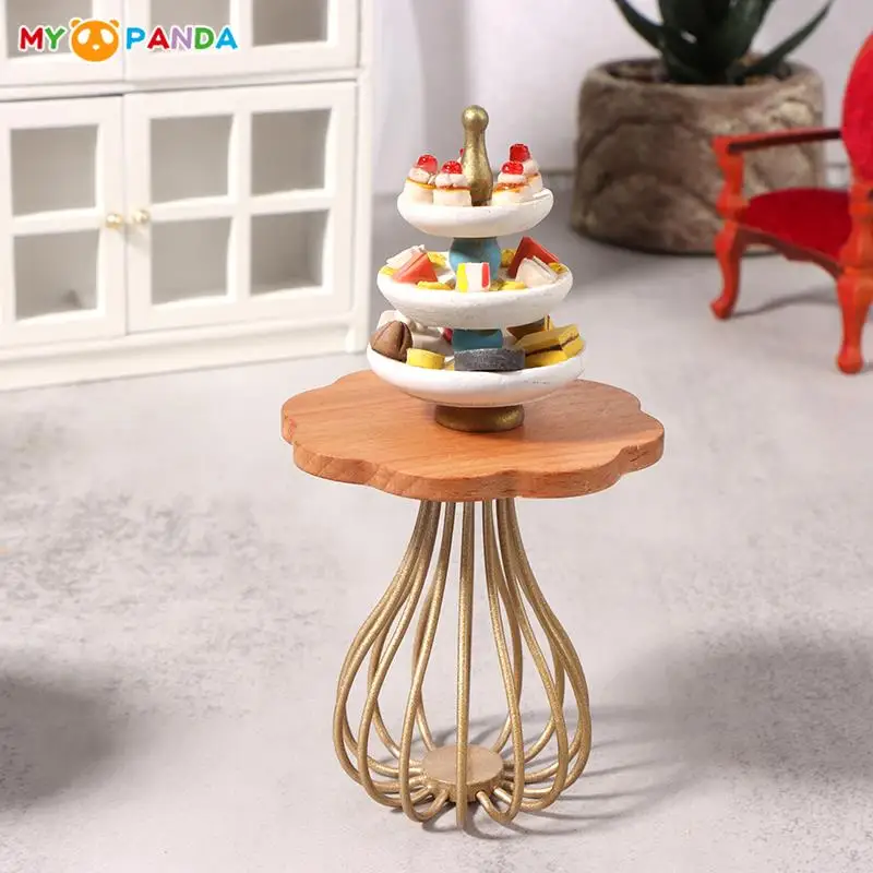

1:12 Dollhouse Miniature Wooden Table Afternoon Coffee/Tea Table End Table Furniture Model Doll House Scene Decor Accessories