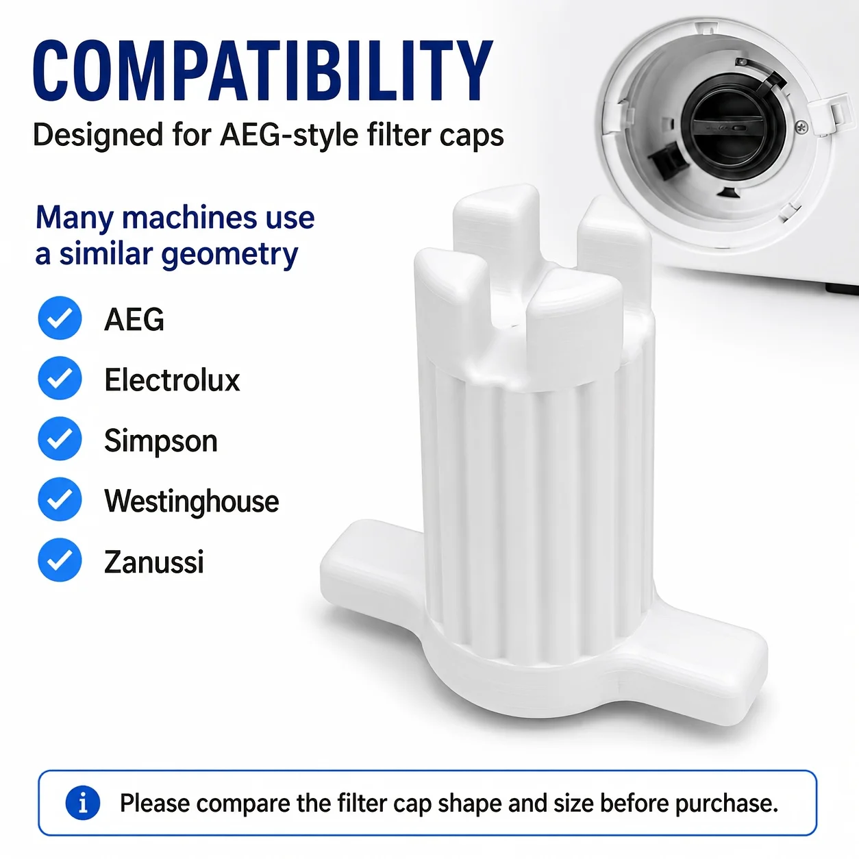 96mm T Handle 4-Prong Washing Machine Filter Cap Wrench Ribbed Grip Drain Pump Laundry Repair Tool