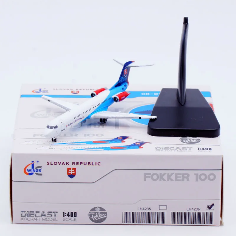 LH4236 Alloy Collectible Plane Gift JC Wings 1:400 Slovakia Government Flying Service Fokker 100 Diecast Aircraft Model OM-BYC