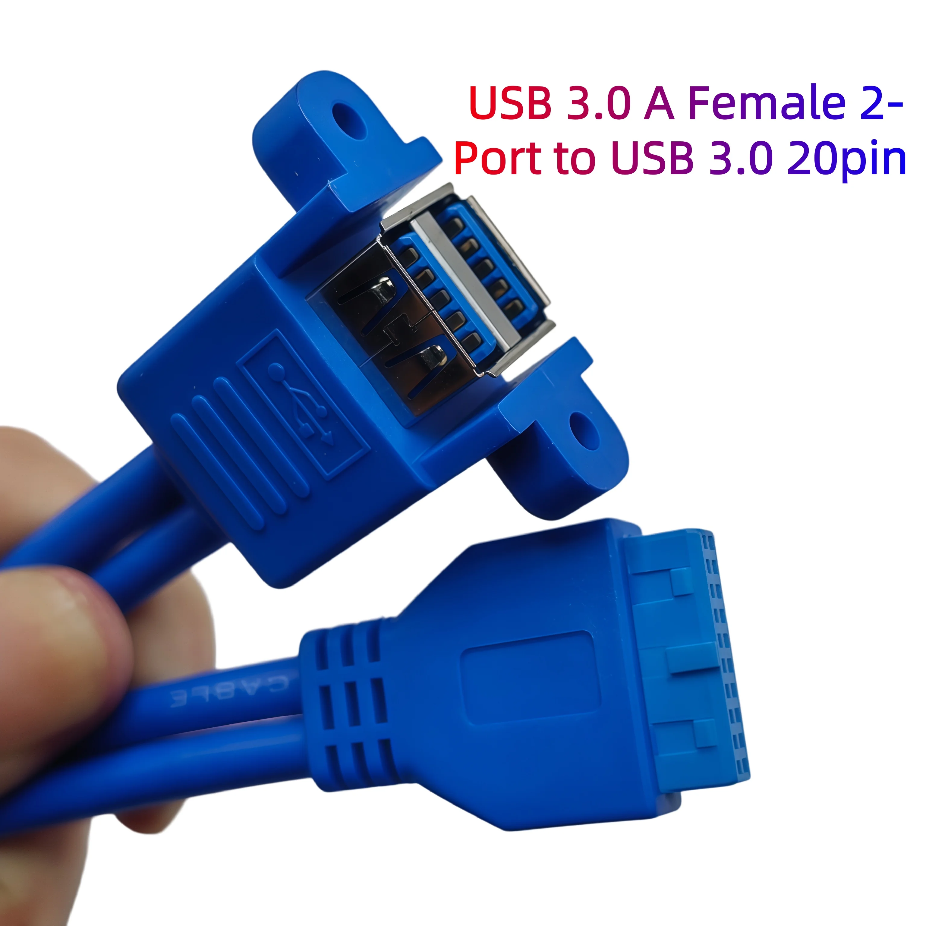 USB 3.0 Female Panel Type to Motherboard 20Pin Header Cable Dual Ports 50cm Stackable