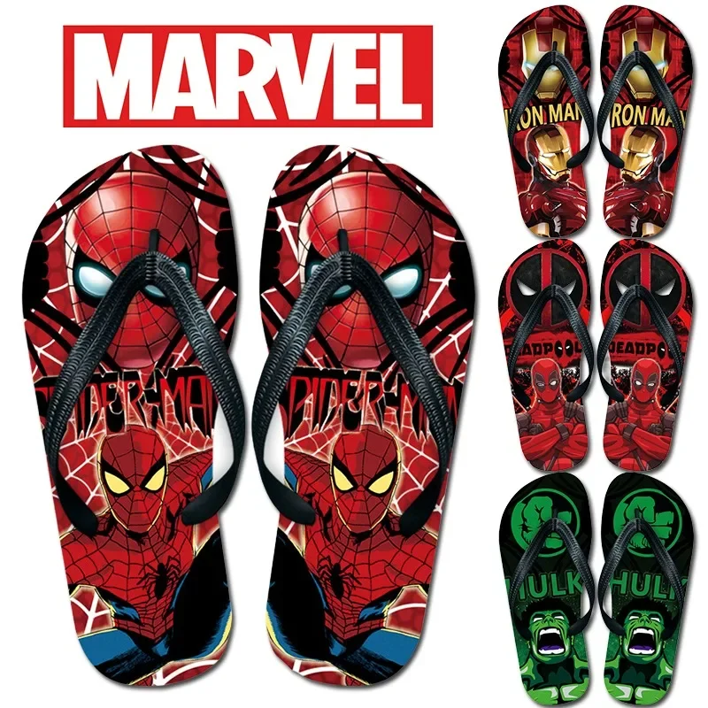 Marvel Peripheral Slippers Superhero Cartoon Clip Foot Slippers Fashionable Trend Sandals Creative Leisure Home Shoes Flip-flops