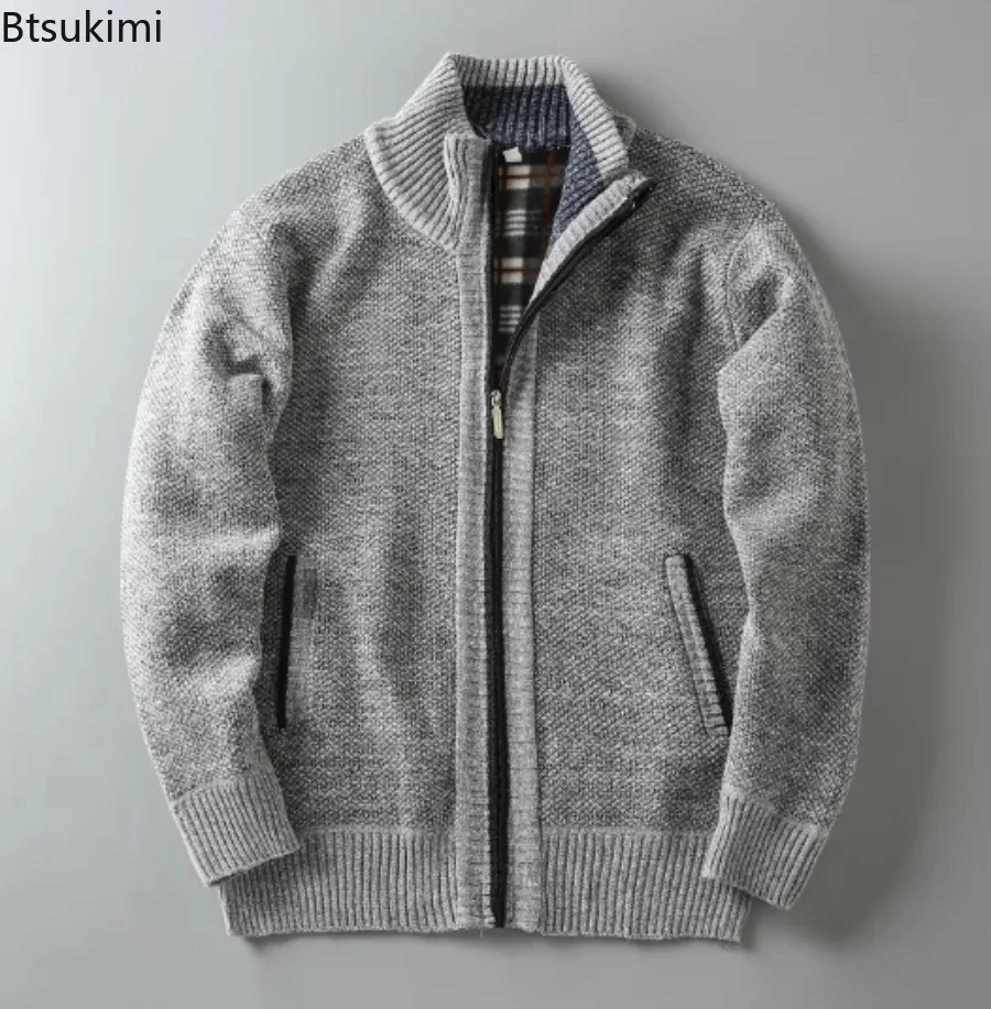 

Autumn Winter Men New Knitted Cardigan Sweater Fashion Stand-up Collar Slim Fit Cardigan Men Causal Versatile Sweaters Coats