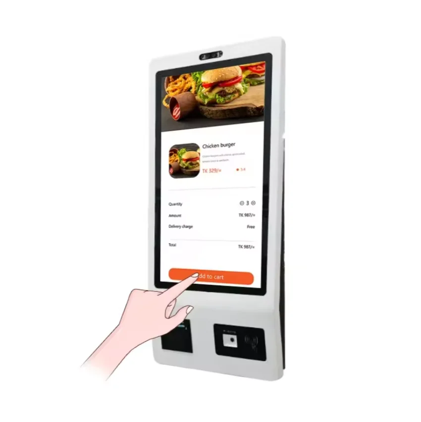 22" Touchscreen PCAP Self-Service Fast Food Order Kiosk QR Code Scanner Drucker für den Innenbereich für Fast Food