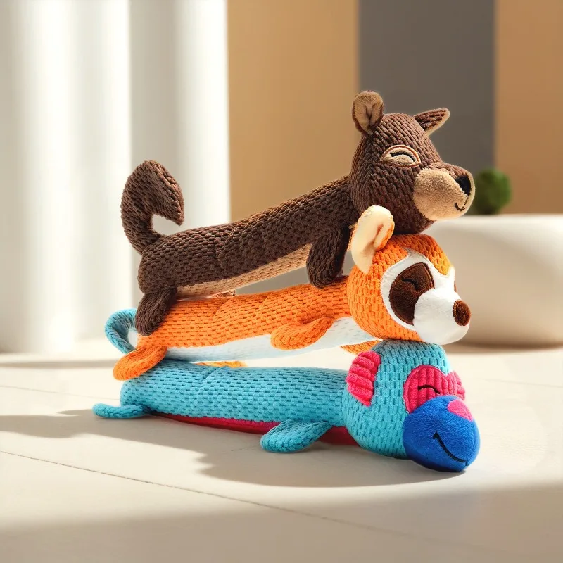 Funny Dog Toy Bite-Resistant Sound Plush Toy Lion Wolf Elephant Cartoon Pet Squeaky Dog Toy For Small & Medium Dogs