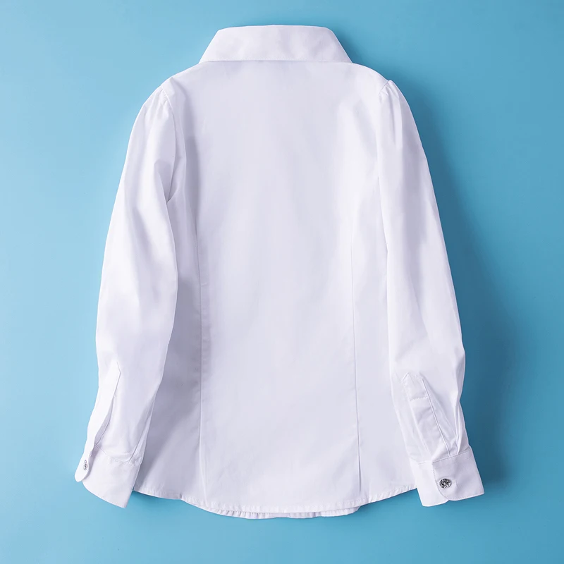 Preppy White Blouses for Girls Shirts School Uniform Kids Costumes  Autumn Teenagers Children Clothing Tops 6 8 9 10 12 14 Years