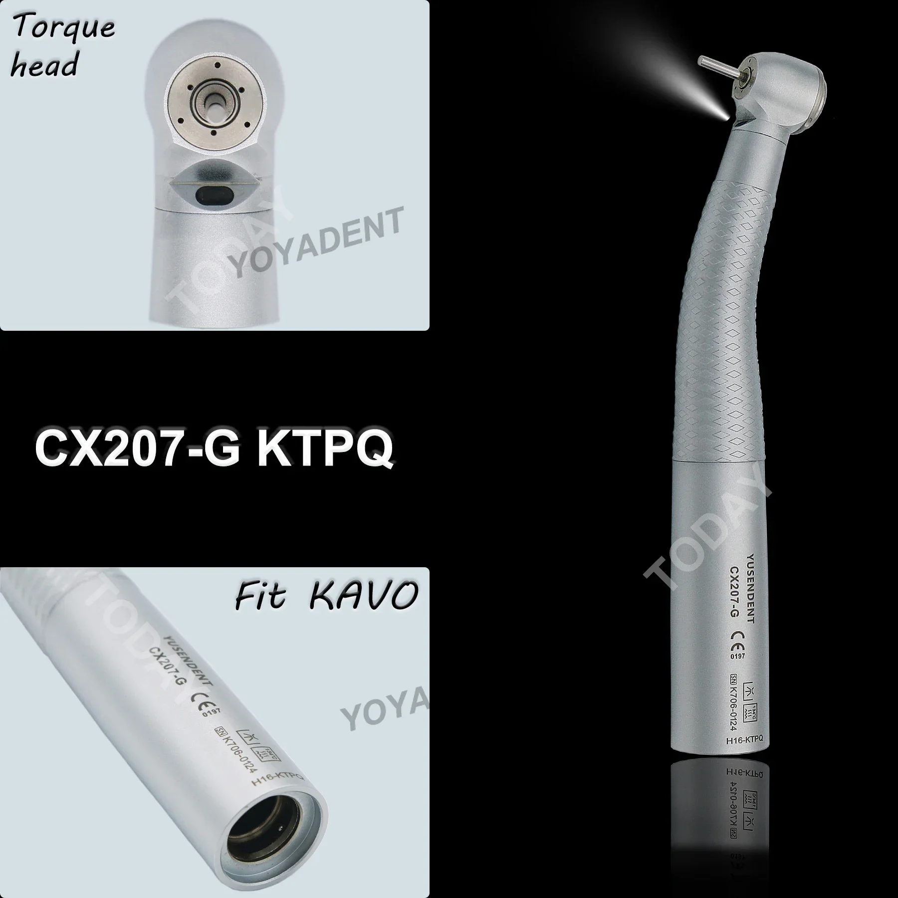 COXO-Pièce à Main Dentaire à Fibre Optique, Haute Vitesse, Turbine à Air, LED, Couremplaçant Rapide, Accouplement 6 Trous, Adapté à KAVO Zagreb