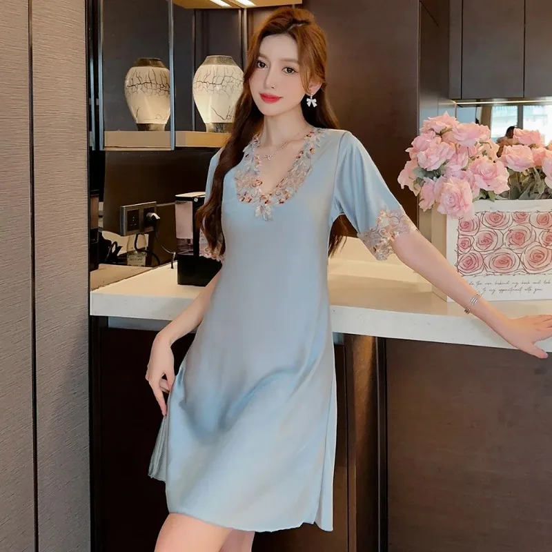 

Women's Summer Pajamas Thin Sexy Pajamas Short Sleeve Loungewear