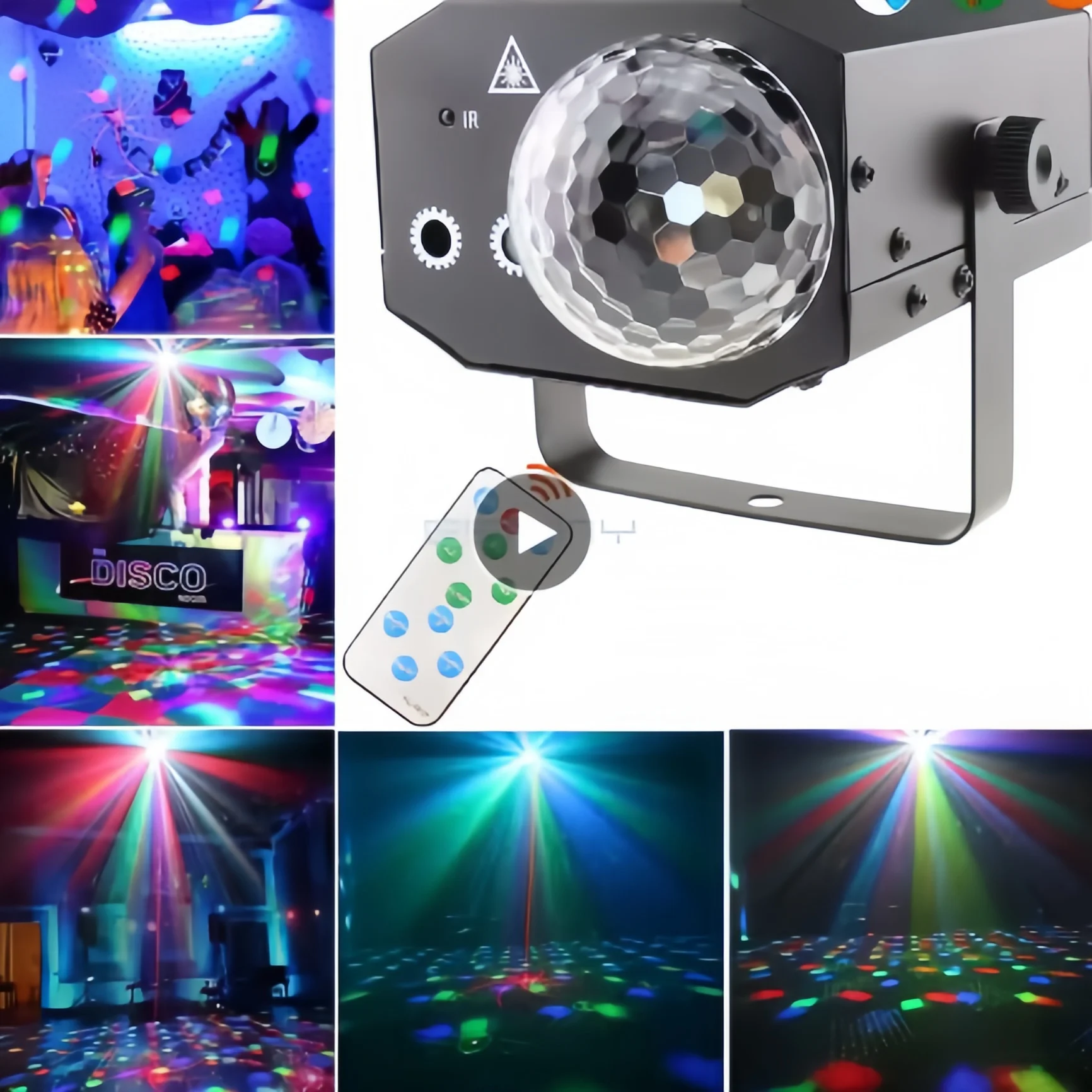 BOTAI MINI LED Red and Green Laser Crystal Magic Ball Light With Remote Control