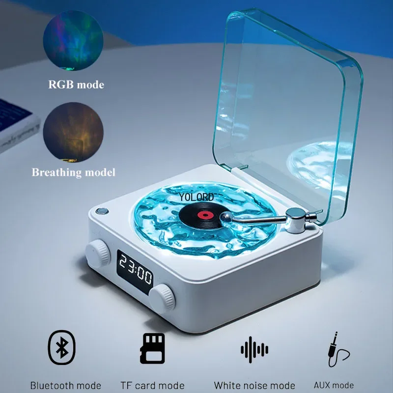 Portable Mini CD Pattern Retro Bluetooth Speaker Vintage Music Player with RGB Light Support TF Card