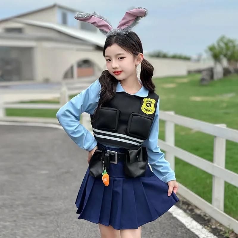 Halloween costume cosplay costume anime exhibition Judy rabbit police officer Judy girl vest three piece set