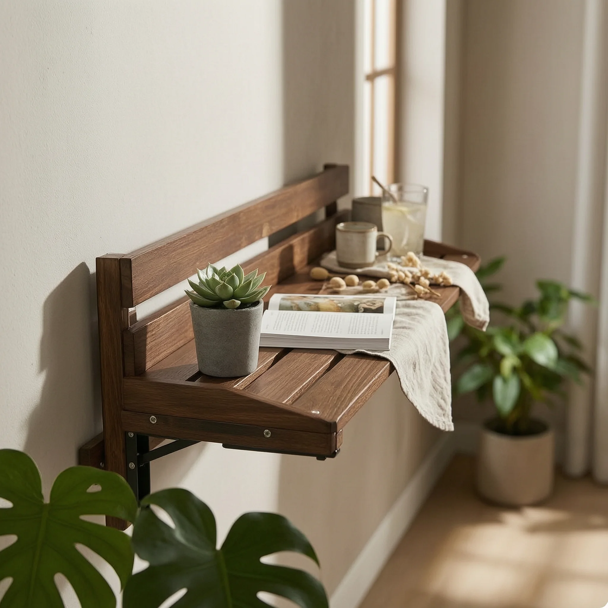 Balcony Railing Table Space-Saving Hanging Balcony Table Adjustable Compact for Apartment Dwellers, Small Areas
