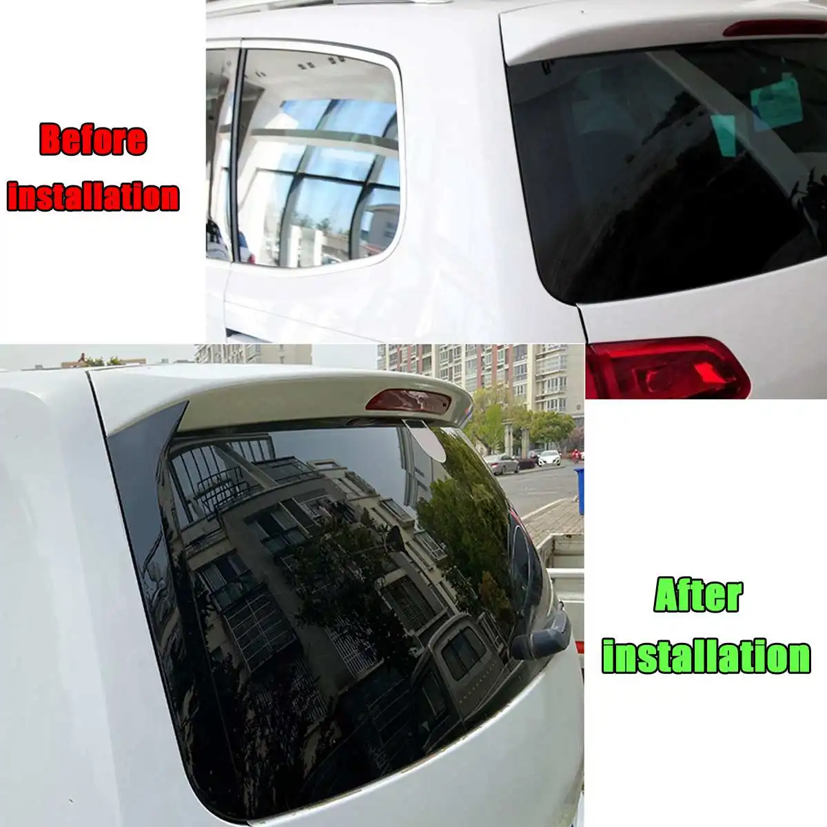 2PCS Rear Window Deflector Splitter Cover Side Canards Wing Spoiler Sticker For Volkswagen VW Sharan 2011 - 2020 Car Accessories