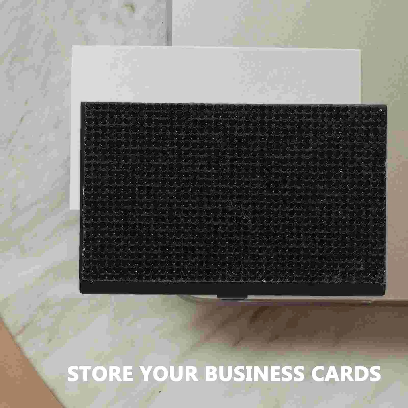 Business Card Holder for Desk Rhinestone Cards Case Boxes Visiting Organizer Black Stand Travel