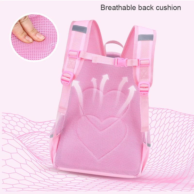 New Girl School Bag Pink Orthopedic Rucksack 1-6 Grade Kids Backpacks Student Cute Bookbag Children Waterproof Schoolbag Mochila