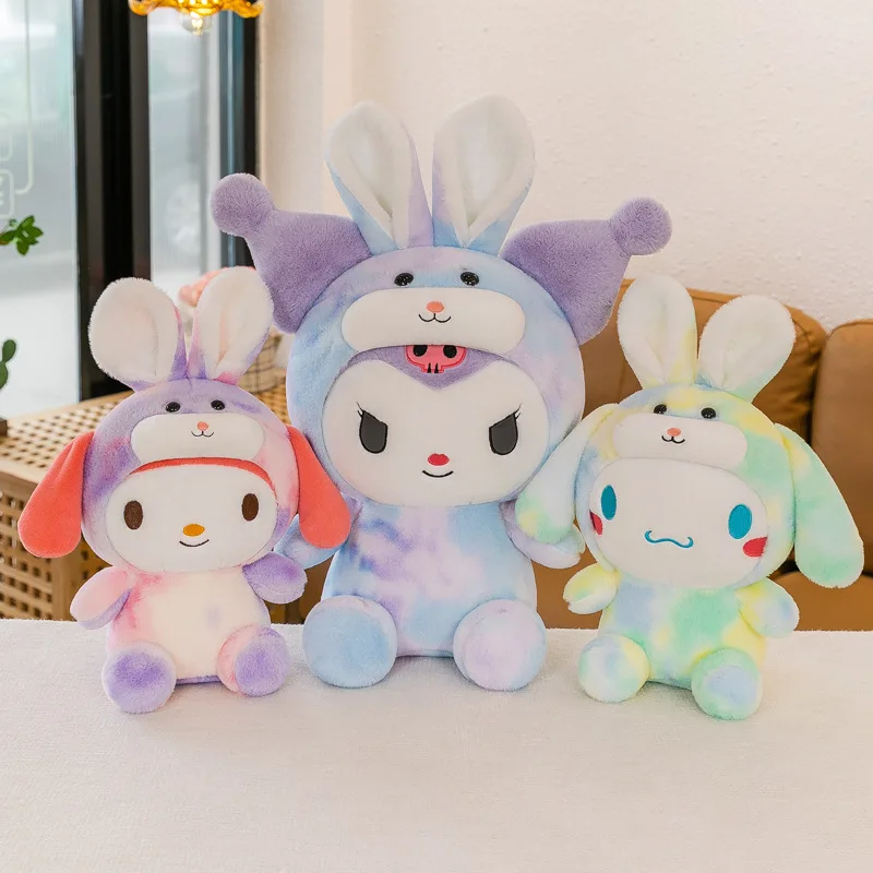 

Sanrio Cartoon Kuromi My Melody Cinnamoroll Pochacco Pompom Purin Rainbow Plush Doll Toys For Children Surprise Gifts