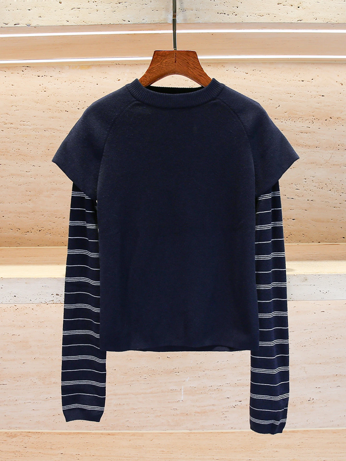 

Casual Versatile Striped Two-Piece Knitwear Top for Women Autumn 2025 Commute Sle Loose Fit Long Sve round Ne T-irt