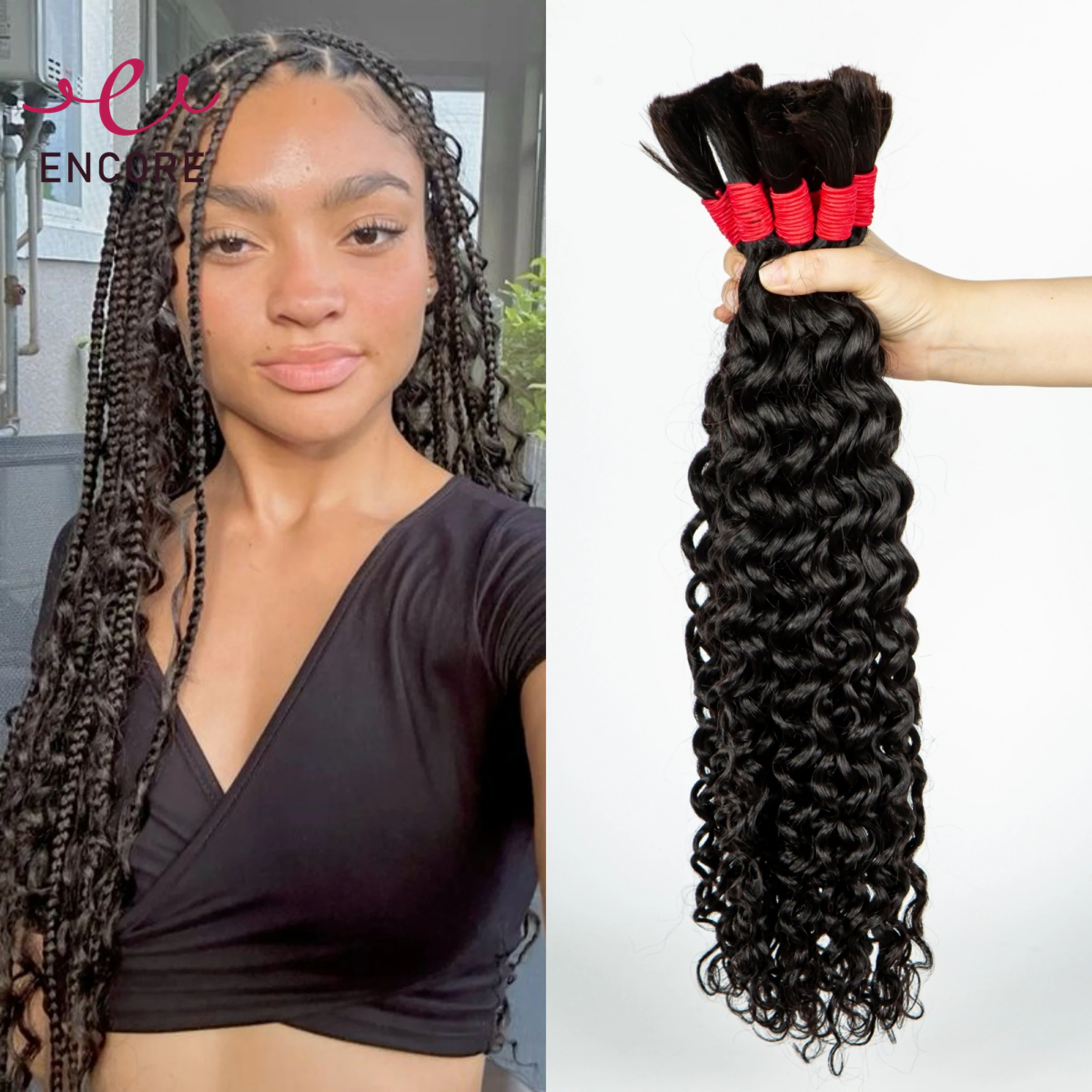 

100% Virgin Human Hair Bundles for Braiding 28 Inch Water Wave Curly 1 2 3 Bundles Natural No Weft Hair Bulk for Boho Braideds