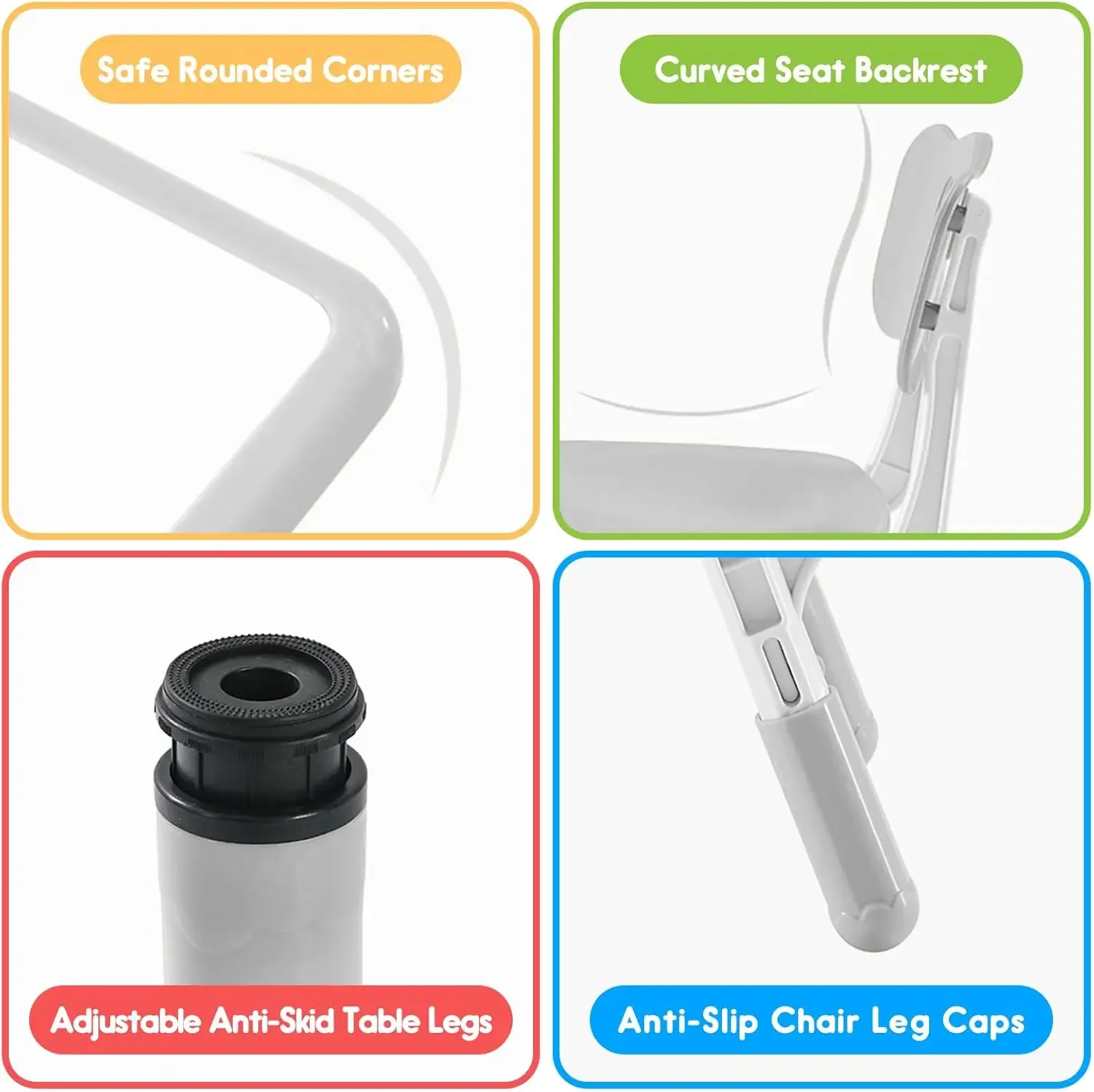 Kids Table and Chair, Toddler Table and Chair Set, Adjustable Kids Table, Non-Slip Table Legs&Organizer, Graffiti Desktop
