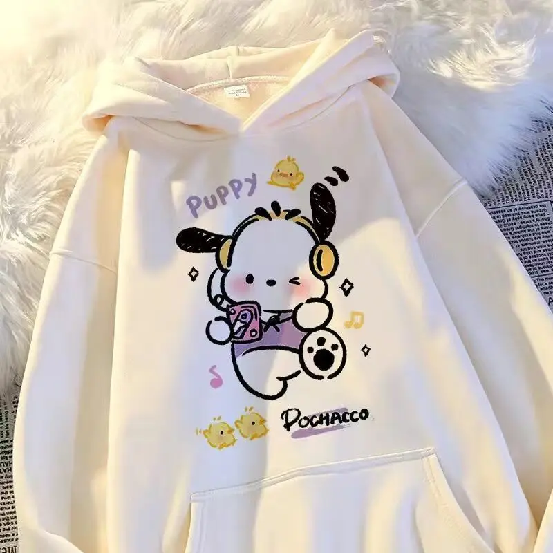 Japanese Sanrio Pochacco Printed Hoodie Couple Fashion Versatile Sweatshirt Streetwear Women Aesthetic Y2k Top Sweatshirt Hoodie