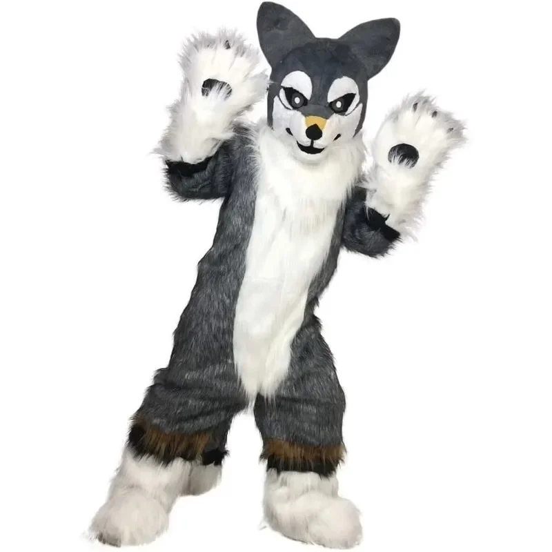 Husky Fox Dog Mascot Costume Wolf Fur Cosplay Cartoon Halloween Dress Up Fancy Dress Event Performance Costume