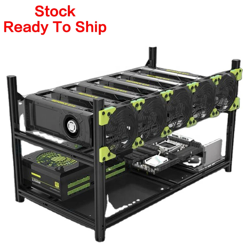 VEDDHA 6 GPU Mining Rig frame Aluminum Stackable Open Air AI Host Case Computer ETH Frame For Bitcoin Miner Unassemble Ethereum - Image 2