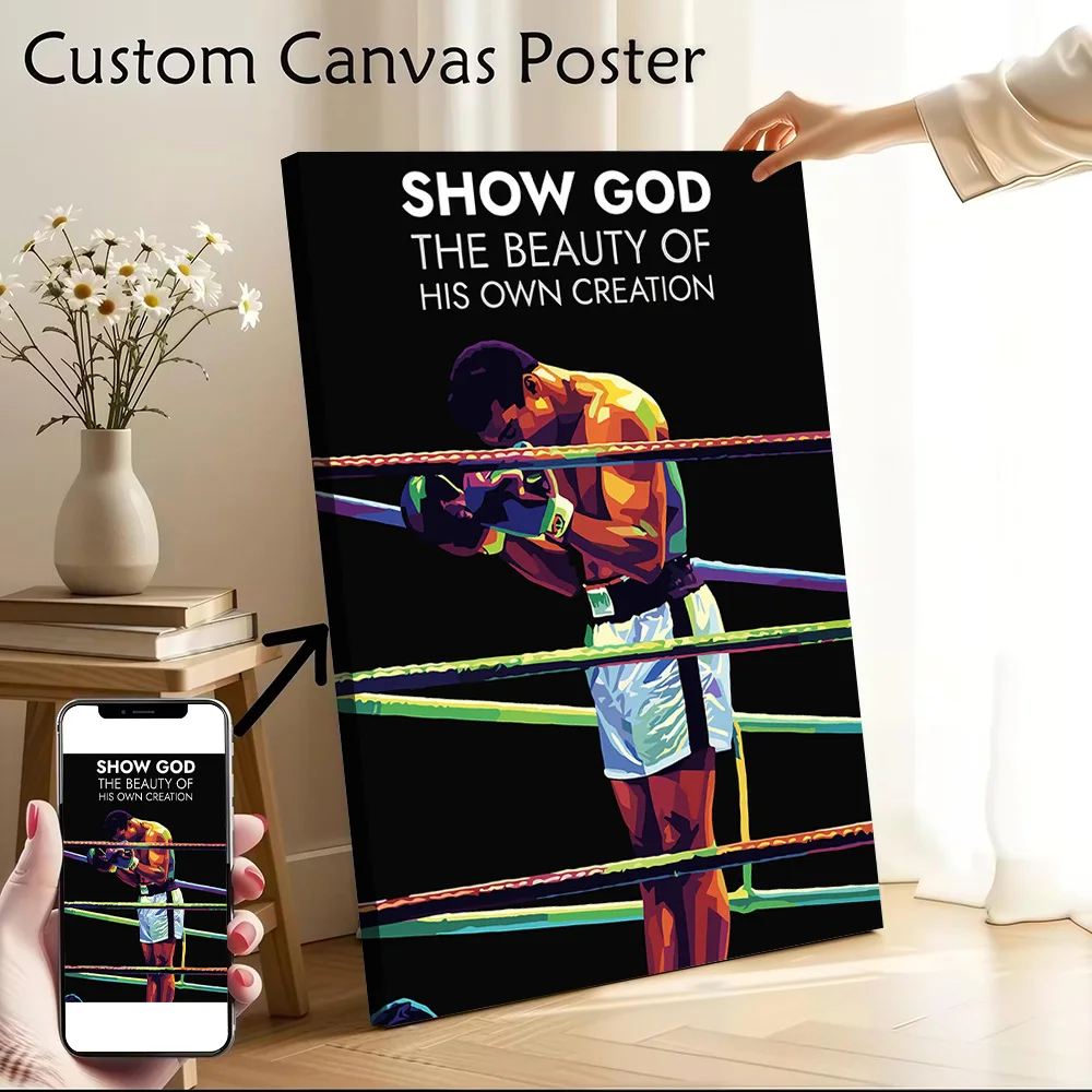 Muhammad Ali in the Ring Poster Canvas Wall Art Custom Photo Print Modern Painting for Fans Decorative Picture Gamer Decoration