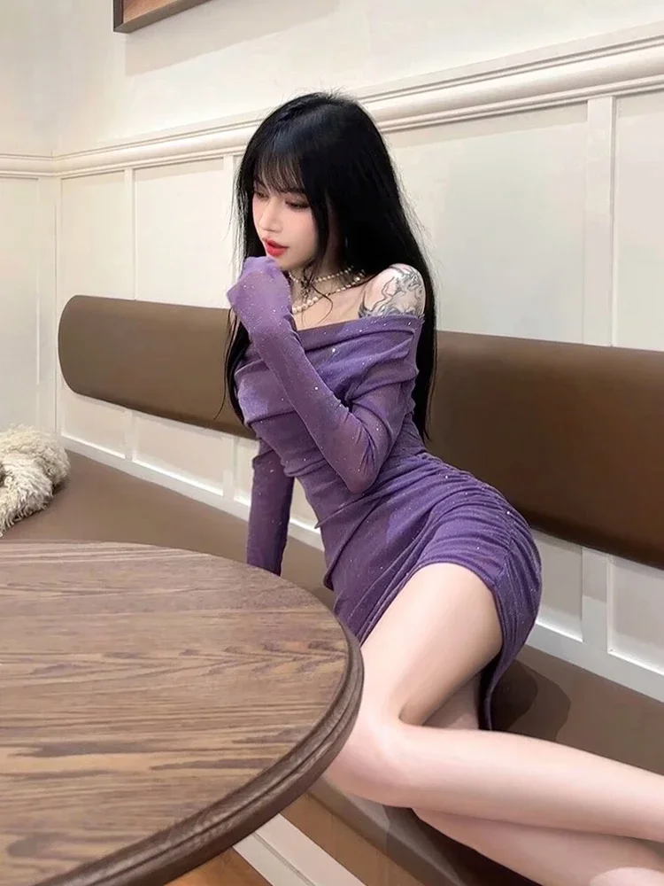 فساتين نسائية مكشوفة الأكتاف بأكمام طويلة ملابس قطنية كوكيت هاراجوكو للشاطئ الساخن فضفاضة جديدة في ملابس سميكة فستان نسائي مثير