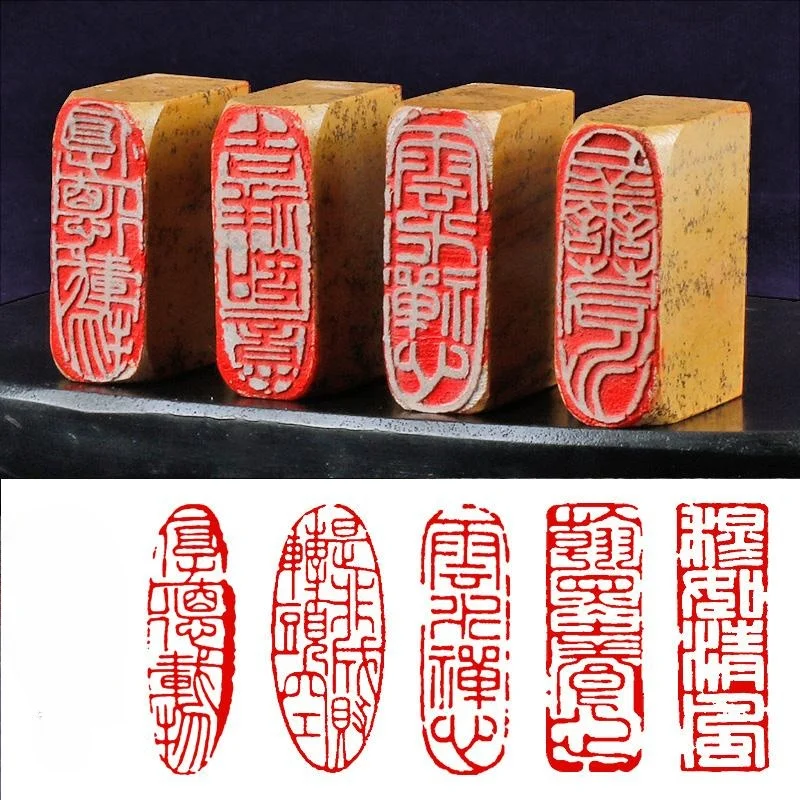 Natural Stone Finished Seal Chinese Calligraphy Finished Seals Chinese Painting Lettering and Seal Cutting Buddha Statue Stamps