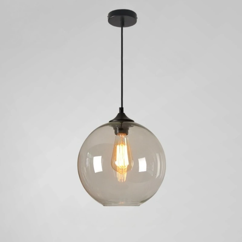 

American Color Glass Ball Pendant Lights Vintage Creative Simple Hanging Lamps Bar Counter Hotel Bedroom Chandelier 110V 220V