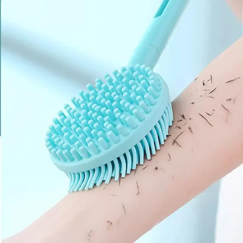 

1Pcs Body Deep Cleansing And Exfoliating Massage Double-Sided Soft Bristles Brush Long Handle Silicone Back Scrubber Brush