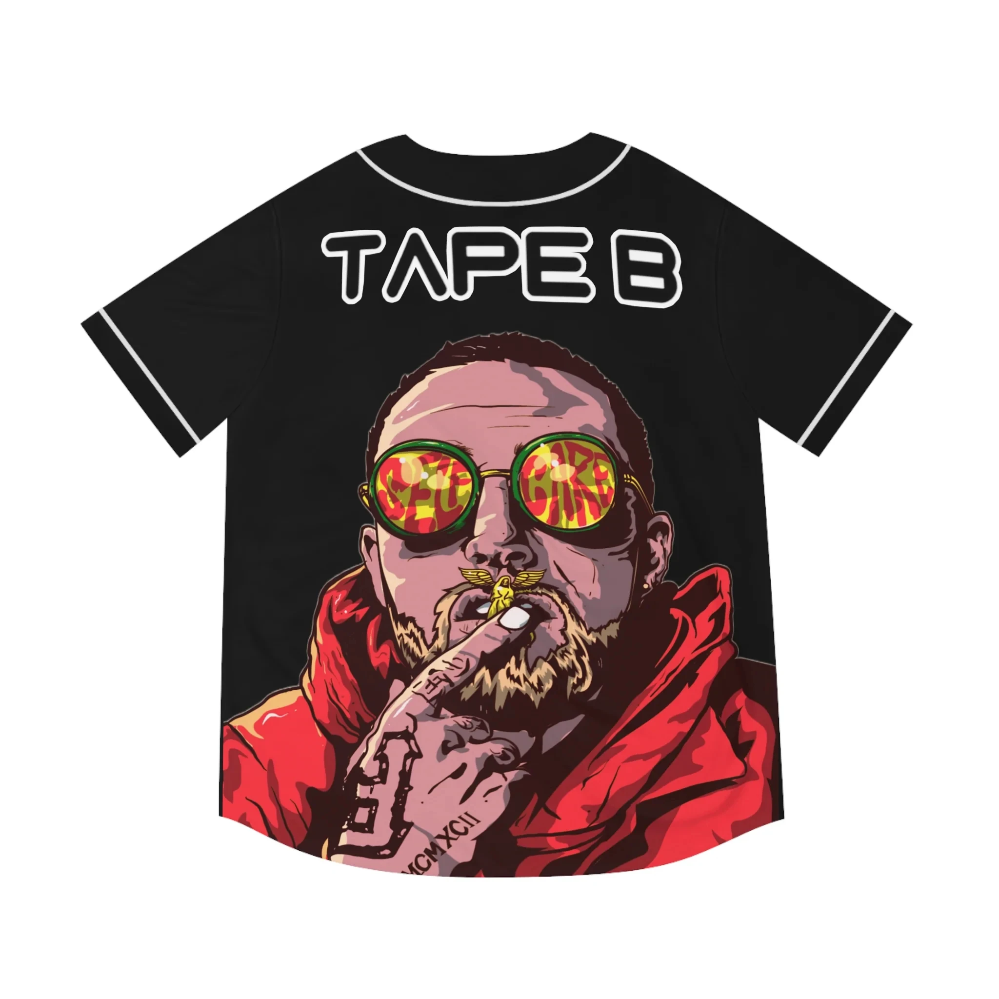 Street Figure Art Baseball Jersey, Bold Pop Color Pattern. Loose Button Shirt, Perfect for Weekend Trips and Casual Meetups