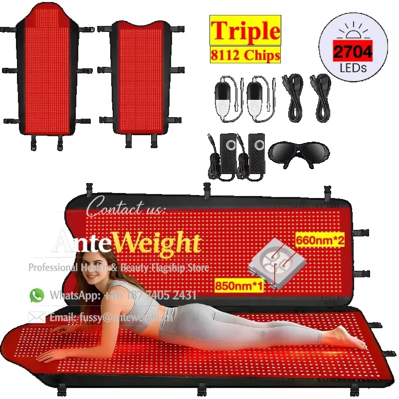 

2704 Triple LED 8112 Chip Dual Wavelength Medical-Grade TPU Red Light Therapy Mat for Full Body Infrared Red Light Blanket