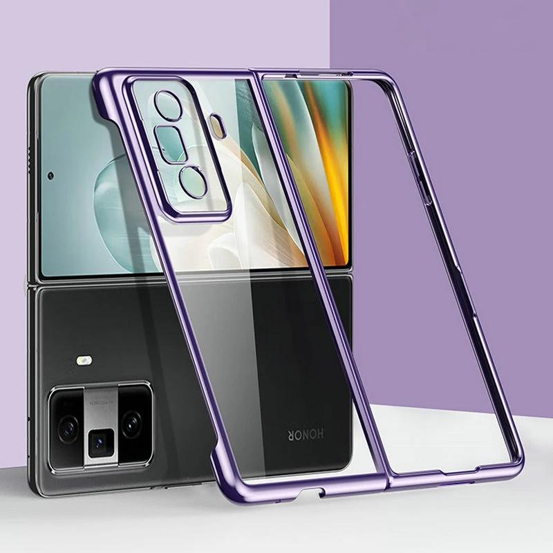 حافظة كمبيوتر صلبة شفافة عالية الدقة لهاتف Honor Magic VS3، حافظة كمبيوتر صلبة رفيعة للغاية مطلية بالكروم لهاتف Honor MagicVS3