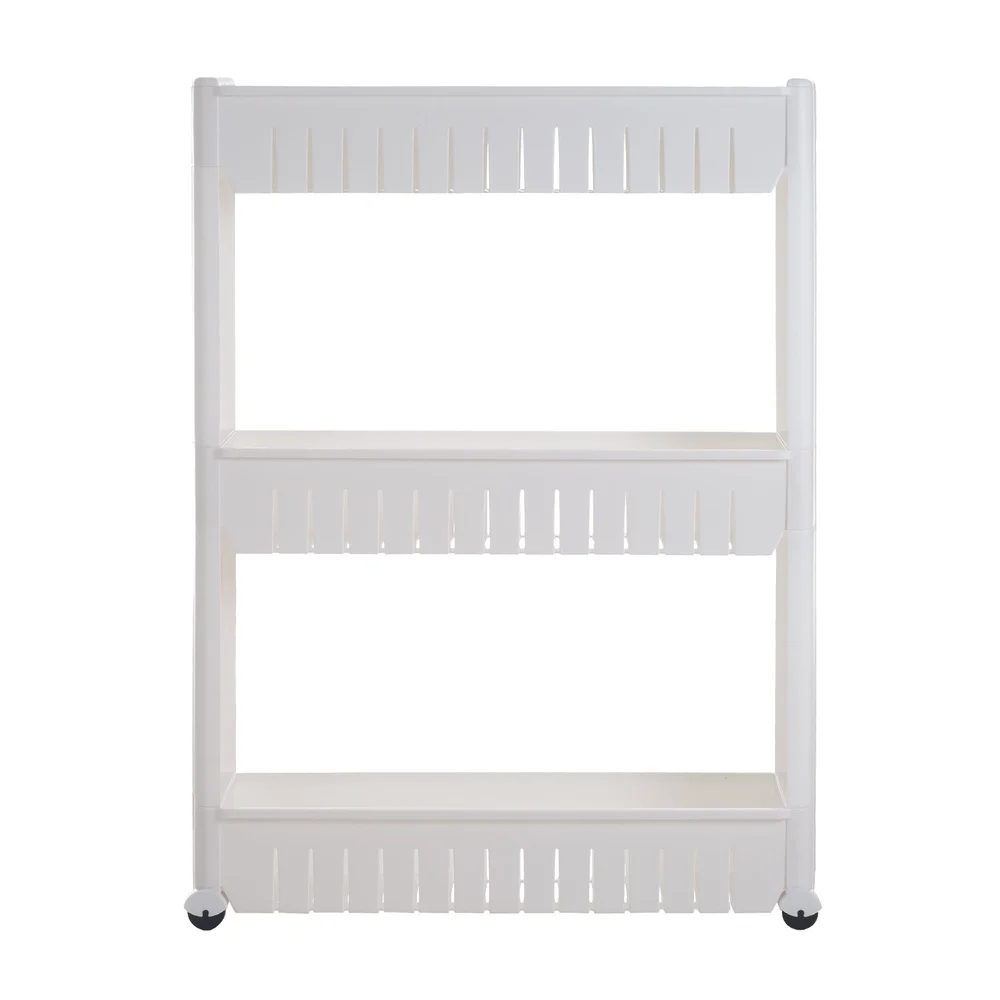 3 Tier Slim Slide Out Laundry Cart on Wheels Space Saving Storage Organizer Detergents Bathroom Kitchen Toys