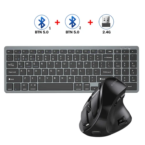 Imagen 1 del producto JOMAA-teclado y ratón inalámbricos con Bluetooth, Combo recargable de 2,4G, para Windows, PC, ordenador portátil, ratón ergonómico