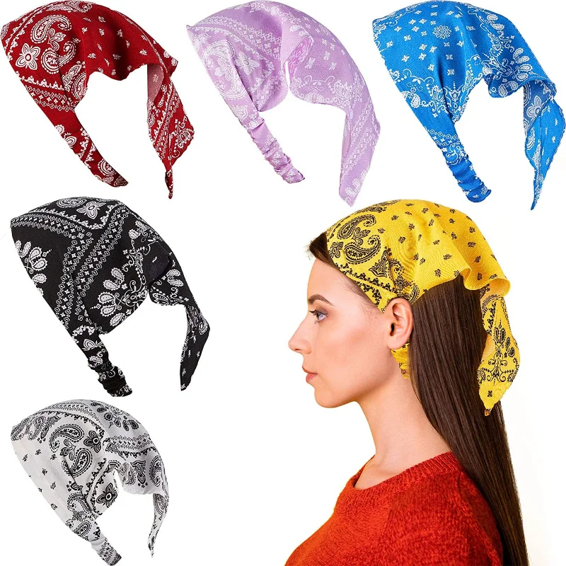 Summer Print Flower Beach Bandana Hair Scarf for Women Fashion Elastic Breathable Head Scarf Headwear Hair Accessories