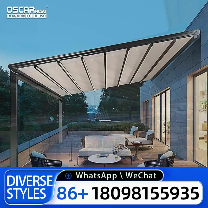 

Outdoor Electric Control Retractable Flip Rain shield Canopy for Patio Café and Garden Retractable Canopy Pergola