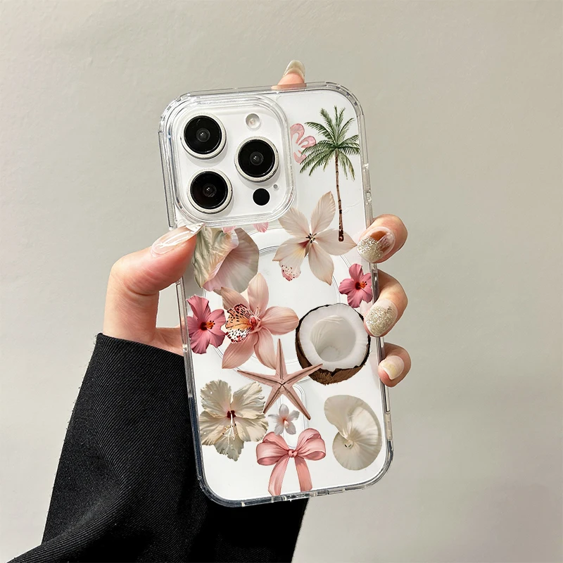 Ins Pastel Daisy Beach Magnetic Case for Samsung Galaxy S26 S25 Edge S24 S23 Ultra Plus FE A57 A56 A55 A54 A36 A35 A17 A16 Cover