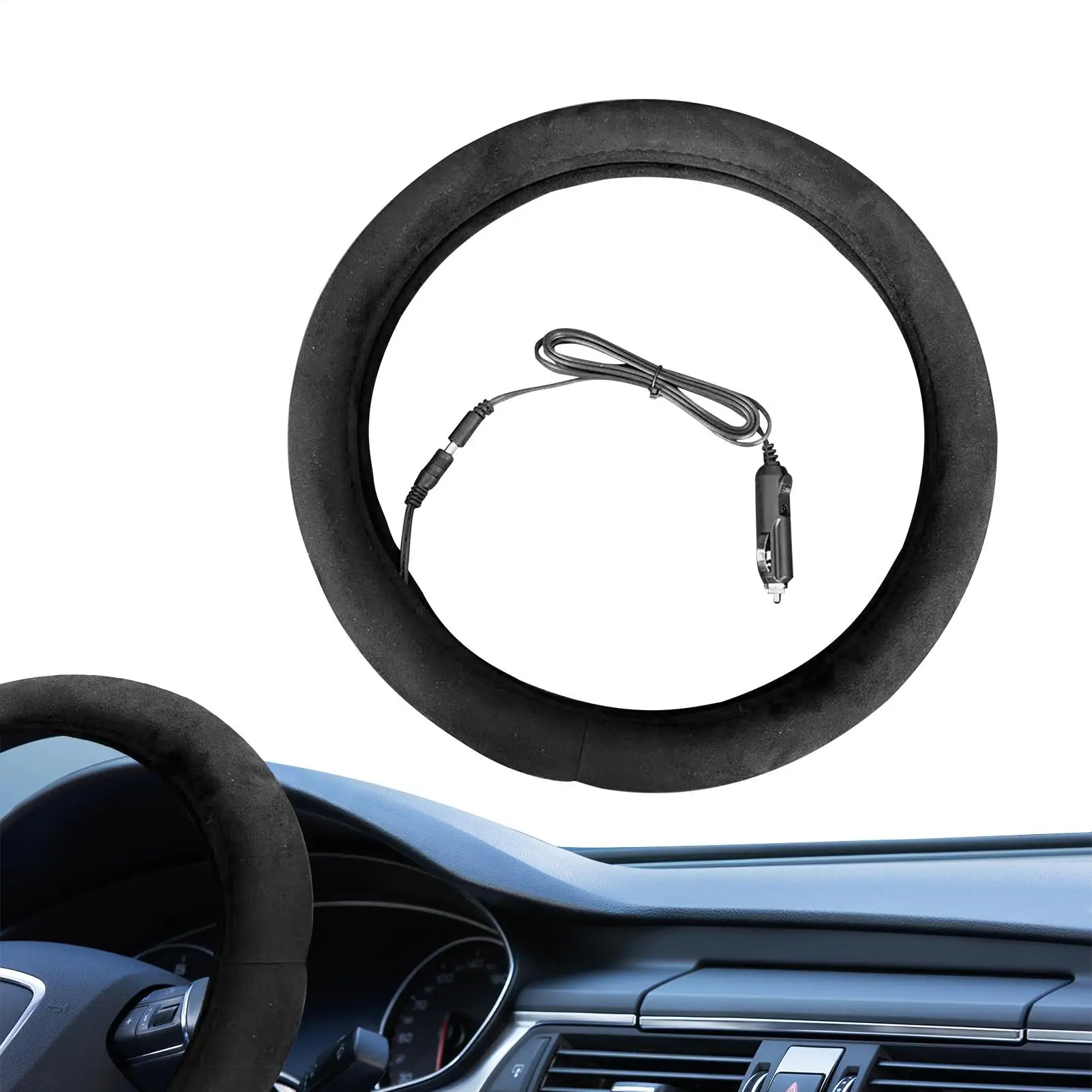 

Чехол на руль с подогревом, 12 В, мягкий, теплый, дышащий, автомобильные принадлежности, чехол на руль для грузовиков, пикапов, автофургонов, кемпинга